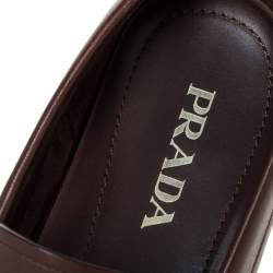 Prada Brown Leather Penny Slip On Loafers Size 42