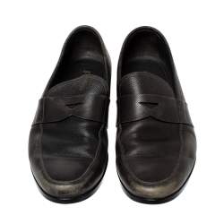 Pre Owned Prada Black Leather Penny Loafers Size 43