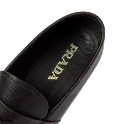 Pre Owned Prada Black Leather Penny Loafers Size 43