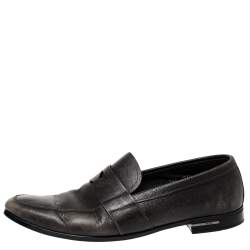 Pre Owned Prada Black Leather Penny Loafers Size 43