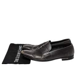 Pre Owned Prada Black Leather Penny Loafers Size 43