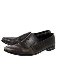 Pre Owned Prada Black Leather Penny Loafers Size 43