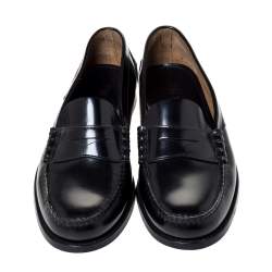 Pre Owned Prada Black Leather Slip On Penny Loafers Size 42