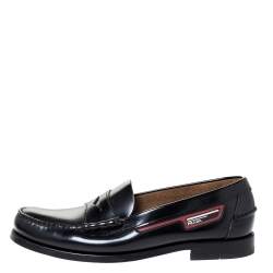 Pre Owned Prada Black Leather Slip On Penny Loafers Size 42