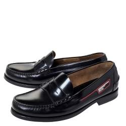 Pre Owned Prada Black Leather Slip On Penny Loafers Size 42