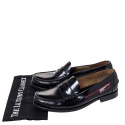 Pre Owned Prada Black Leather Slip On Penny Loafers Size 42