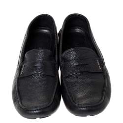 Prada Black Leather Penny Slip On Loafers Size 43.5