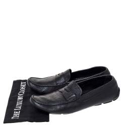 Prada Black Leather Penny Slip On Loafers Size 43.5