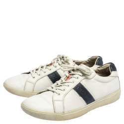 Prada White Leather Low Top Sneakers Size 42.5