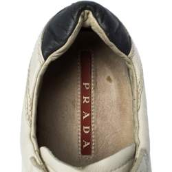 Prada White Leather Low Top Sneakers Size 42.5