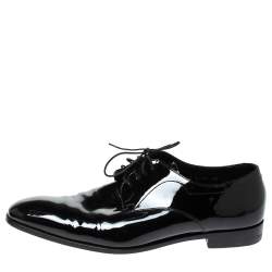 Prada Black Patent Leather Lace Up Oxfords Size 43.5