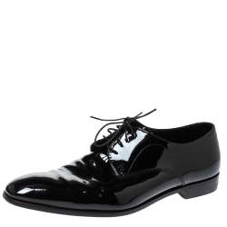 Prada Black Patent Leather Lace Up Oxfords Size 43.5