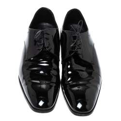 Prada Black Patent Leather Lace Up Oxfords Size 43.5
