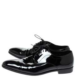 Prada Black Patent Leather Lace Up Oxfords Size 43.5
