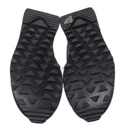 Pre Owned Prada Dark Blue Nylon Logo Embellished Lace Up Sneakers Size 43