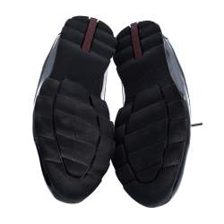 Prada Black/Navy Blue Leather And Nylon Lace Up Sneakers Size 41