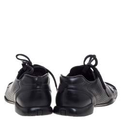 Prada Black Perforated Leather Square Toe Sneakers Size 41