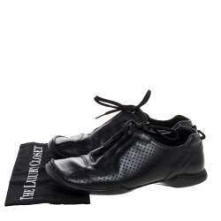 Prada Black Perforated Leather Square Toe Sneakers Size 41