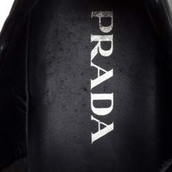 Prada Black Perforated Leather Square Toe Sneakers Size 41