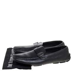 Prada Black Leather Slip On Loafers Size 43.5