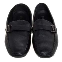 Prada Black Leather Slip On Loafers Size 43.5