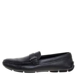 Prada Black Leather Slip On Loafers Size 43.5