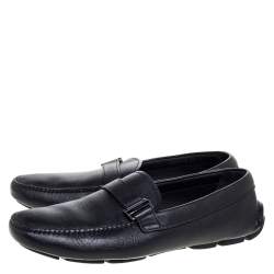 Prada Black Leather Slip On Loafers Size 43.5