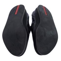 Prada Sports Black Leather Scrunch Slip On Sneakers Size 41.5
