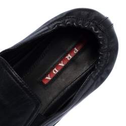 Prada Sports Black Leather Scrunch Slip On Sneakers Size 41.5