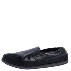 Prada Sports Black Leather Scrunch Slip On Sneakers Size 41.5