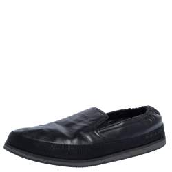 Prada Sports Black Leather Scrunch Slip On Sneakers Size 41.5