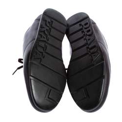 Prada Sport Dark Brown Leather Lace Up Low Top Sneakers Size 43
