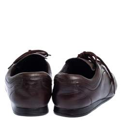 Prada Sport Dark Brown Leather Lace Up Low Top Sneakers Size 43
