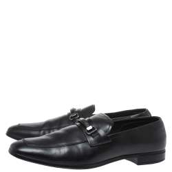 Prada Black Leather Slip On Loafers Size 44