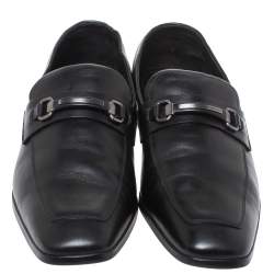 Prada Black Leather Slip On Loafers Size 44
