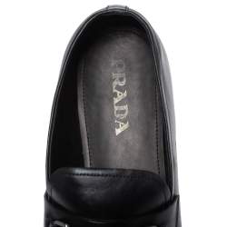 Prada Black Leather Slip On Loafers Size 44