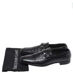 Prada Black Leather Slip On Loafers Size 44