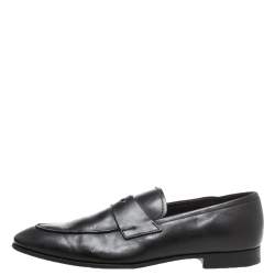 Pre Owned حذاء بيني لوفرز برادا جلد أسود مقاس 44