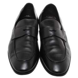 Pre Owned حذاء بيني لوفرز برادا جلد أسود مقاس 44