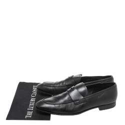 Pre Owned حذاء بيني لوفرز برادا جلد أسود مقاس 44