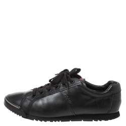 Pre Owned Prada Sports Black Leather Lace Low Top Sneakers Size 42