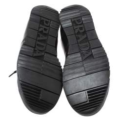 Pre Owned Prada Sports Black Leather Lace Low Top Sneakers Size 42
