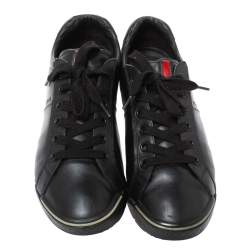Pre Owned Prada Sports Black Leather Lace Low Top Sneakers Size 42