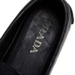 Prada Black Leather Slip On Loafers Size 42