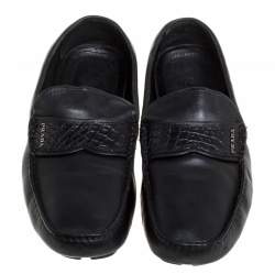 Prada Black Leather Slip On Loafers Size 42