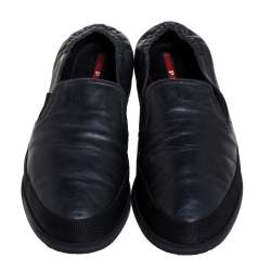 Prada Black Leather Slip On Sneakers Size 41
