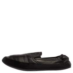Prada Black Leather Scrunch Slip On Sneakers Size 43