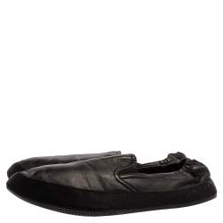 Prada Black Leather Scrunch Slip On Sneakers Size 43