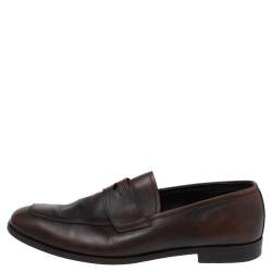 Prada Ombre Brown Leather Penny Slip On Loafers Size 41