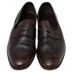 Prada Ombre Brown Leather Penny Slip On Loafers Size 41